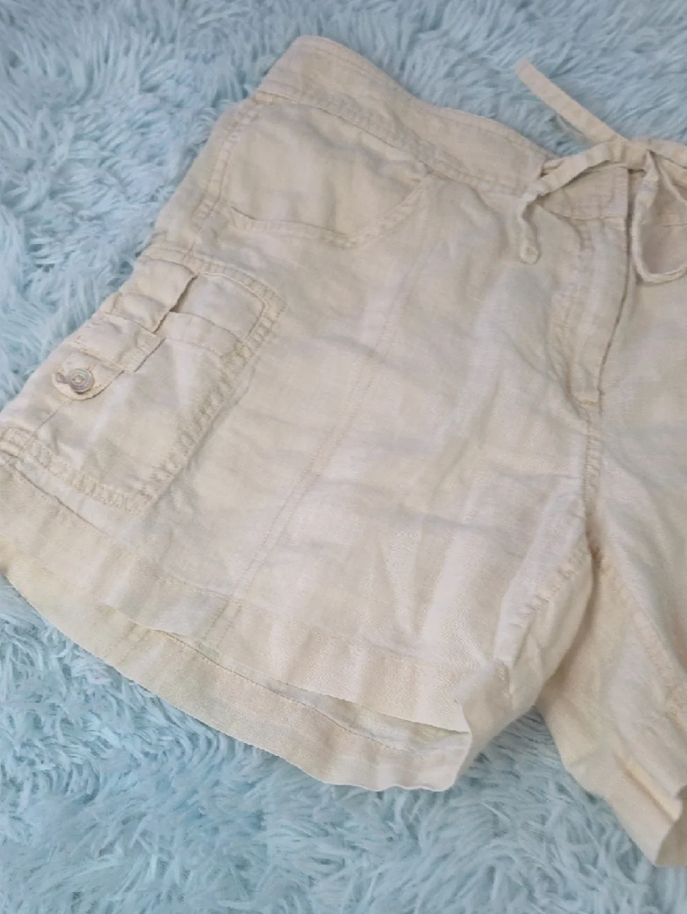 Tommy Bahama Relax Linen Drawstring Cargo Shorts Creamy Light‎ Yellow 6